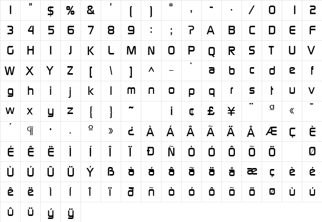 DicotMedium Regular  glyph index