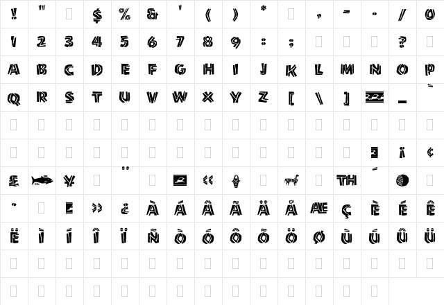Shaman Plain  glyph index