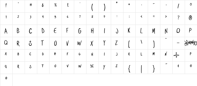 Shoestore Regular  glyph index