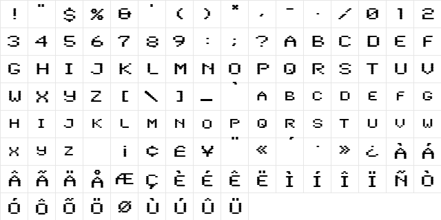 LowtechExtended Regular  glyph index