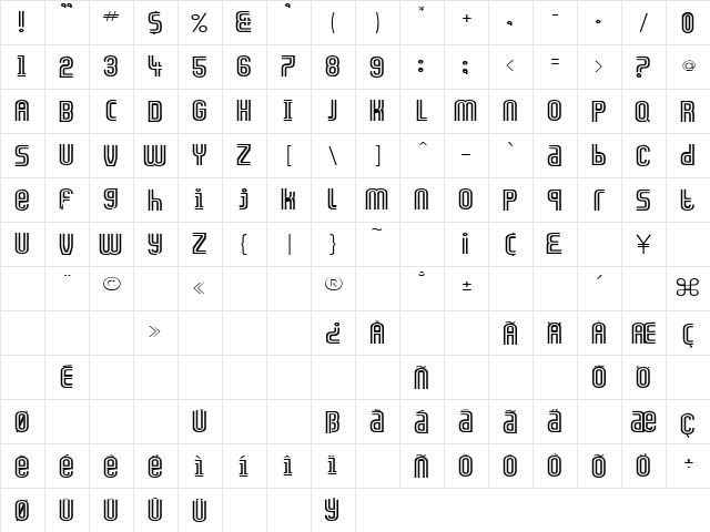 Sushi Queen 2 Regular  glyph index