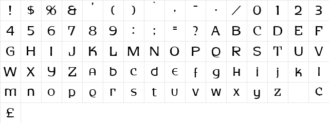 Rhubarb Normal  glyph index