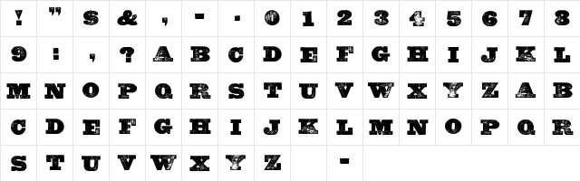Gatlin Bold WF Regular  glyph index