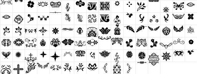 JadeDingbats Regular  glyph index