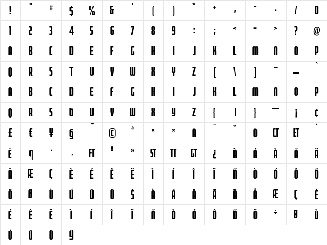 MorganTw4 Regular  glyph index