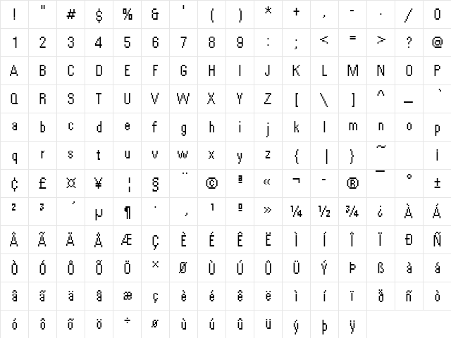 DTCRoughM51 Regular  glyph index