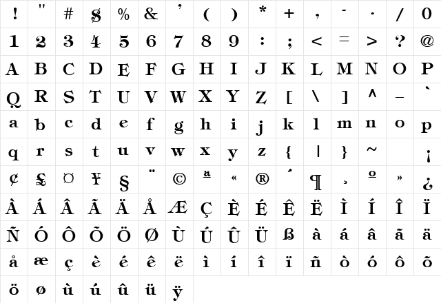 Thick N Thin 5 Regular  glyph index