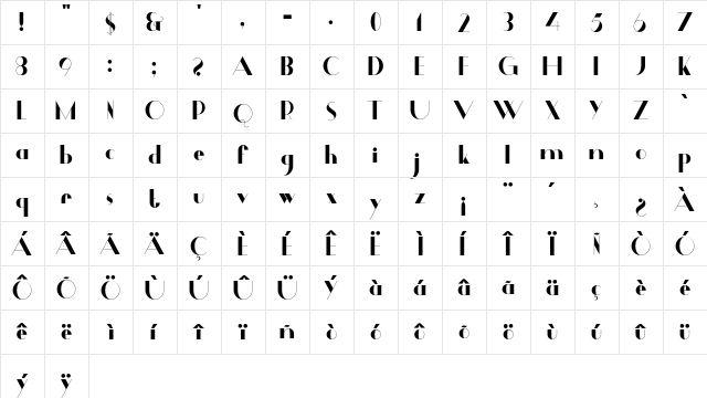 Dalmais Regular  glyph index