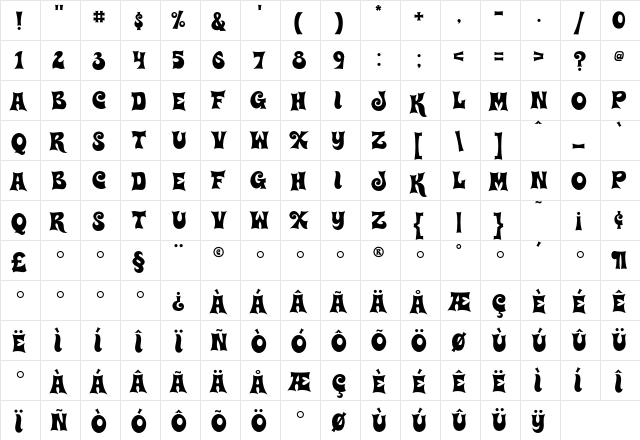 Haulnhouse Solid  glyph index