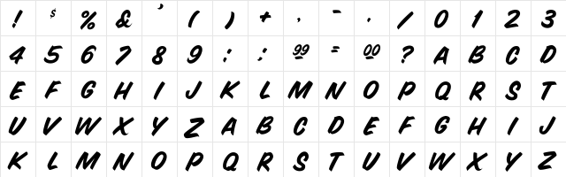 SnyderSpeed Regular  glyph index