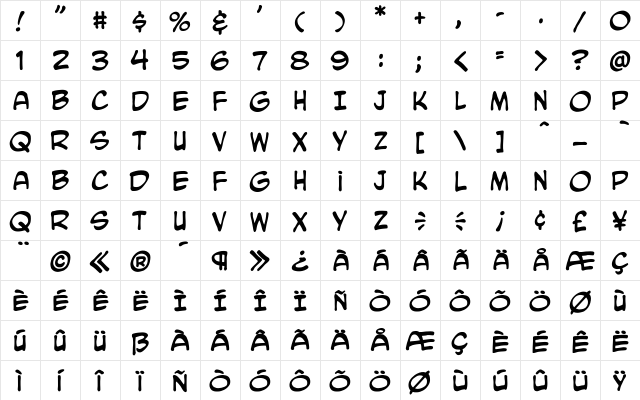 CCKissAndTellInt Regular  glyph index
