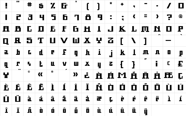 Arcturus Medium  glyph index