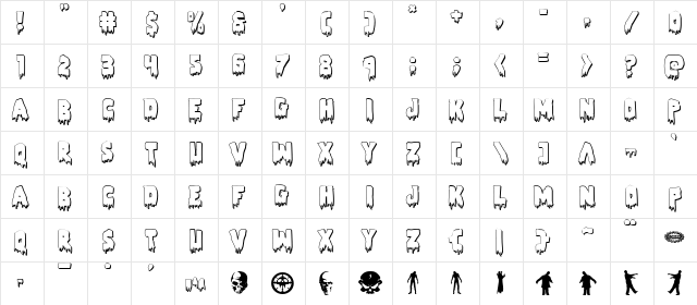 Zombie Control 3D Regular  glyph index