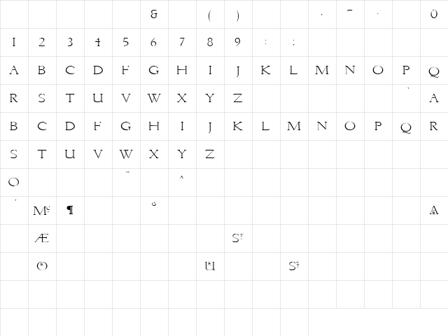 Breathe 5 Regular  glyph index