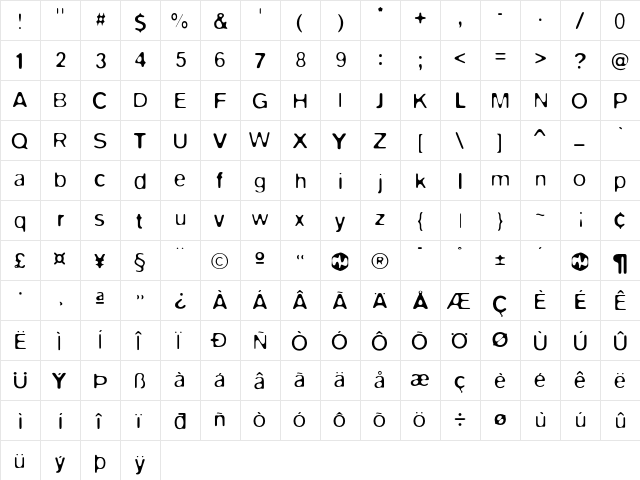 BlurLight Light  glyph index