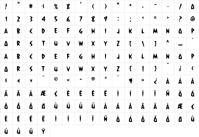 House-A-Rama Medium  glyph index
