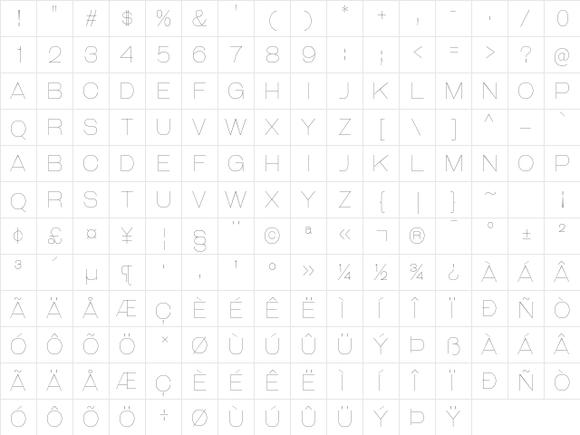Galderglynn Titling UltraLight  glyph index