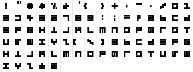 EppsEvans Black  glyph index