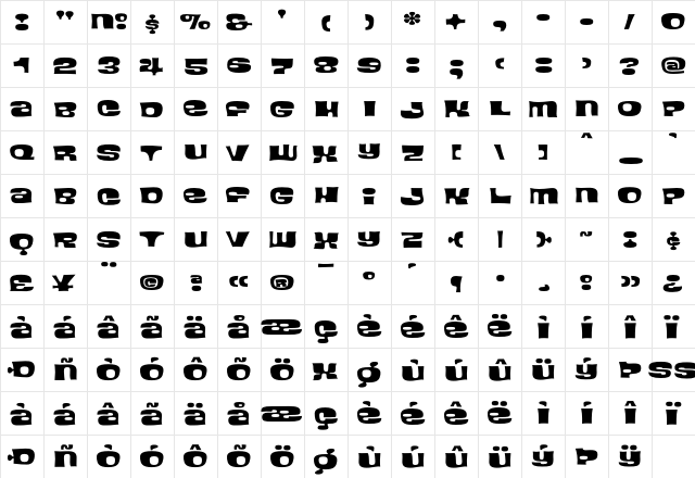 Blackcurrant Black  glyph index