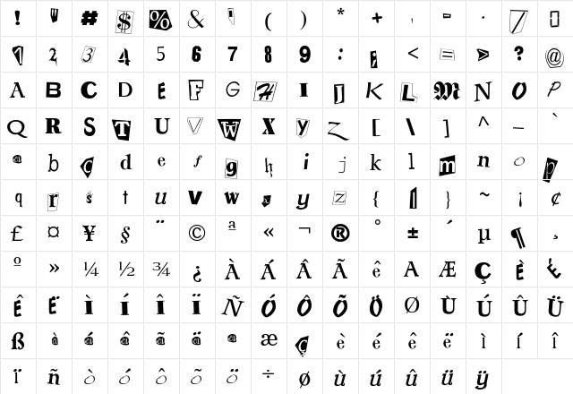 Lindburgh Regular  glyph index