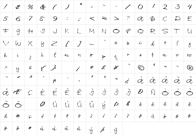 Trans Regular  glyph index
