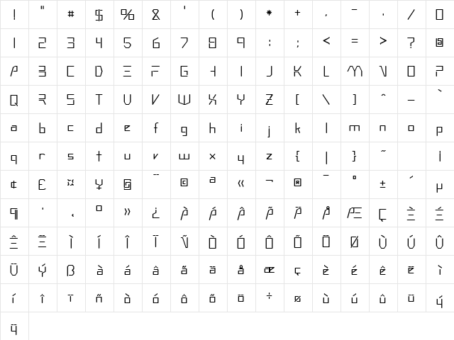 Hammer Normal  glyph index