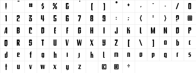 CC To Be Continued Bold  glyph index