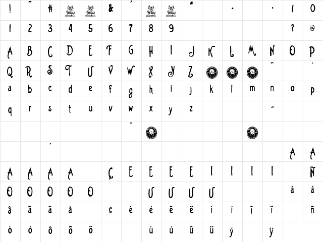 Back To The Fantasy Regular  glyph index