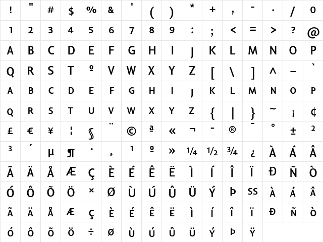 Lisboa Sans SC Bold  glyph index