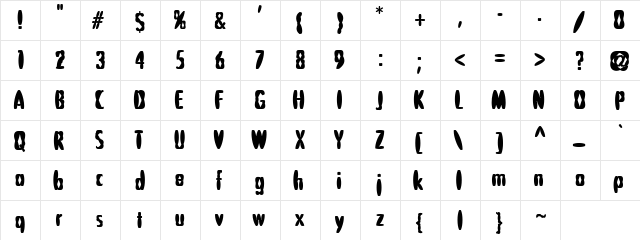 Bowl Regular  glyph index