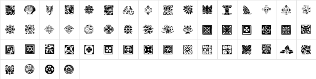 Printers Ornaments Regular  glyph index