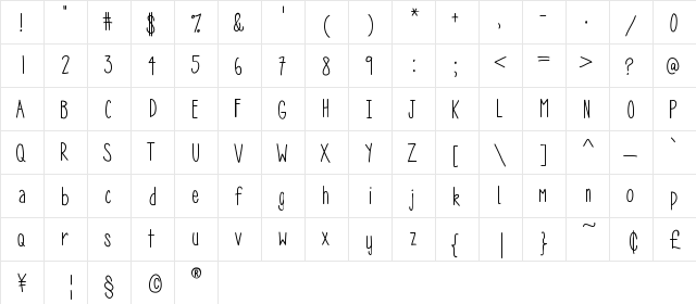 MRF Fields of Wildflowers Medium  glyph index