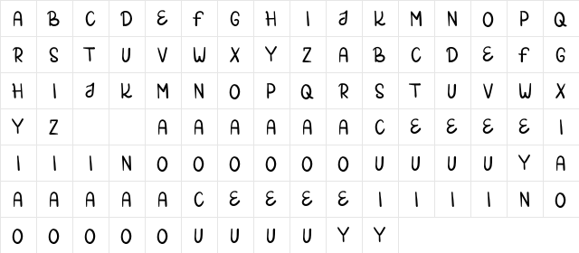 MELANGREK Regular  glyph index