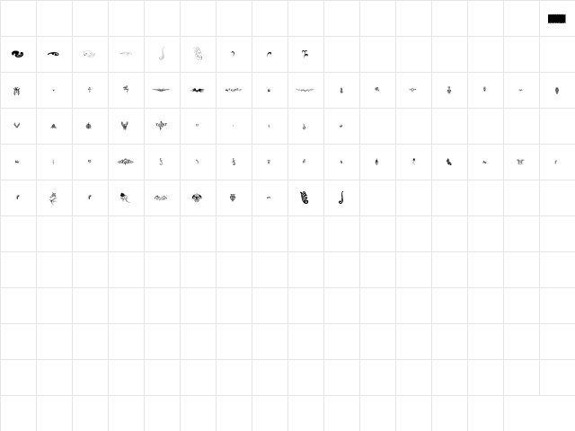 ReZZyN Tattoo 1 Regular  glyph index