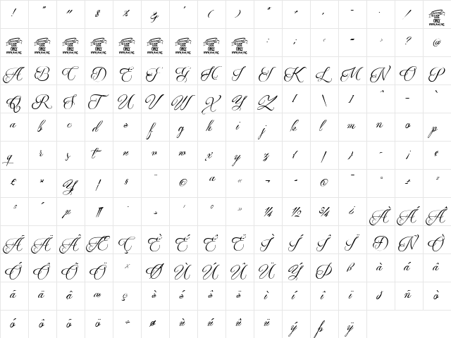 Qaskin Black Personal Use Regular  glyph index
