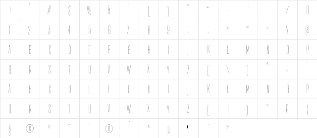 TT Directors DEMO Thin Rough Regular  glyph index