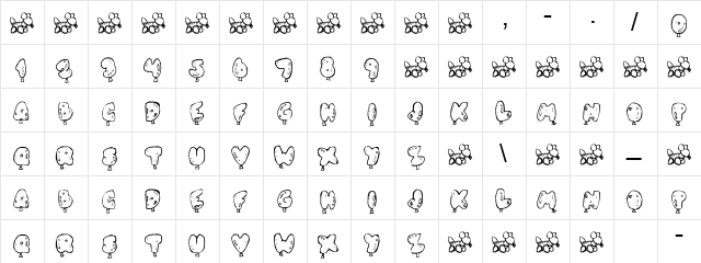 Arial Regular  glyph index