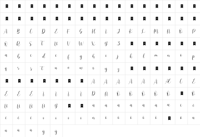 Mother Vanilla Normal  glyph index