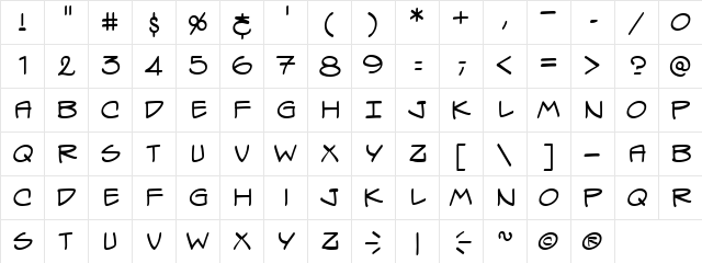 Spectre Verde BB Regular  glyph index