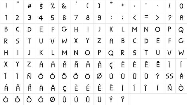 Sunscreen Triline  glyph index