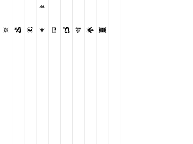 Terran Bold  glyph index