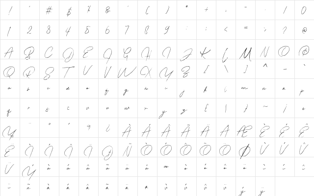 Radiohead Regular  glyph index
