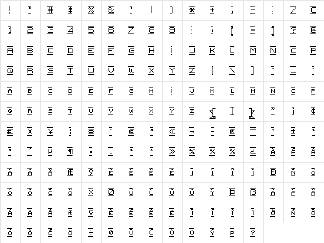 {PixelFlag} Regular  glyph index