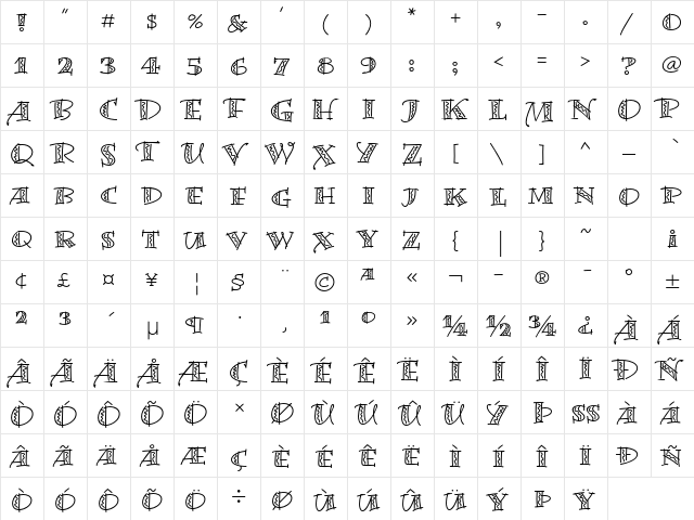 Bermuda LP Std Squiggle  glyph index