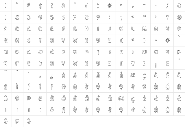 I Heart Coloring Regular  glyph index