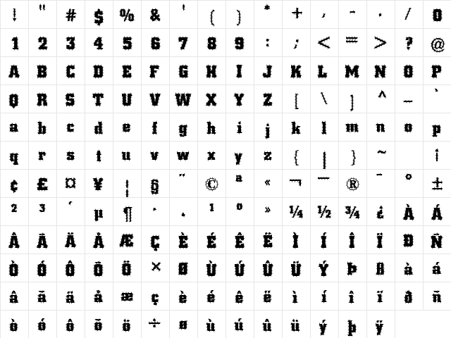 BorghsSpiked Normal  glyph index