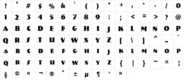 a_BremenCapsNr Bold  glyph index