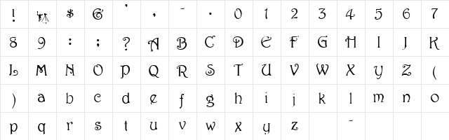 HERBERT Regular  glyph index