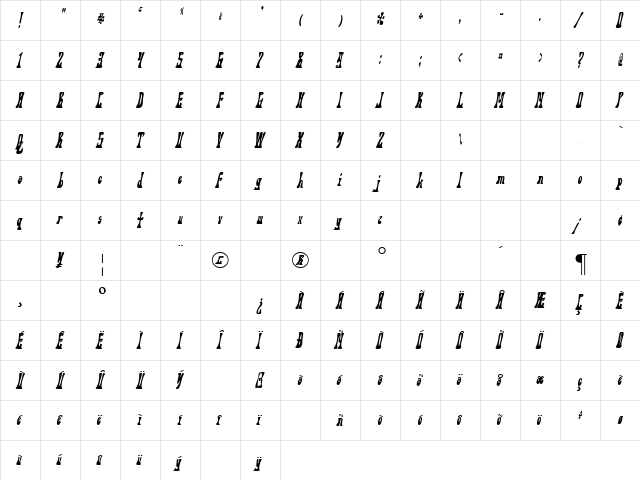 Chicken Wire Lady Regular  glyph index