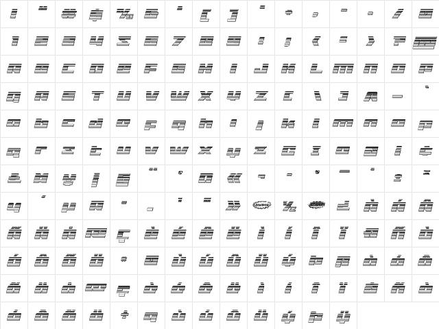 Turbo Charge Chrome Italic Italic  glyph index